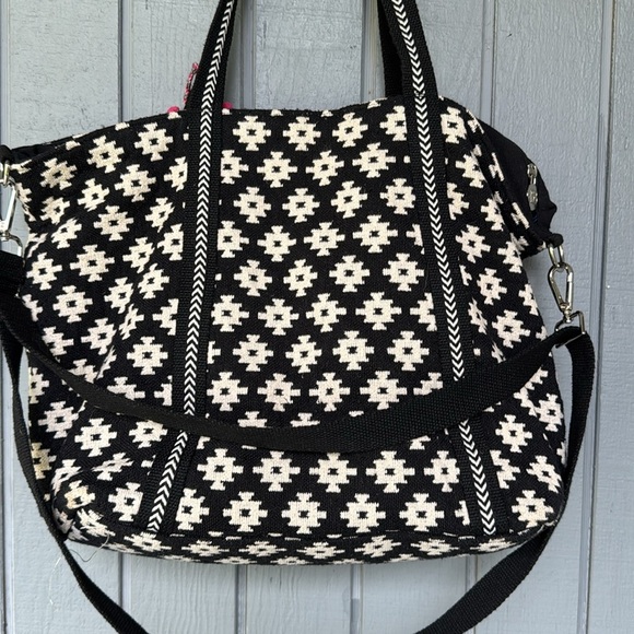 America and Beyond Butterfly Embroidered Black and Pink Tote Bag - Picture 5 of 11